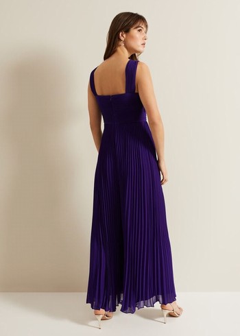 Phase Eight Lucia Pleated Bodice Jumpsuit Purple USA | 4803925-XV